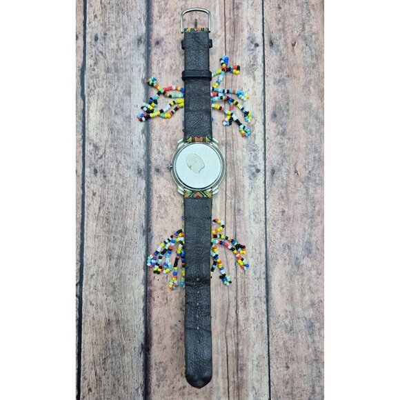 Leather Band Native Seed Bead Jacques Couture Watch Works New Battery Unique - Picture 8 of 9